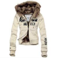 dames abercrombie fitch fur hooded outwear zip new york beige wit Pink Goedkoop q2nrd284